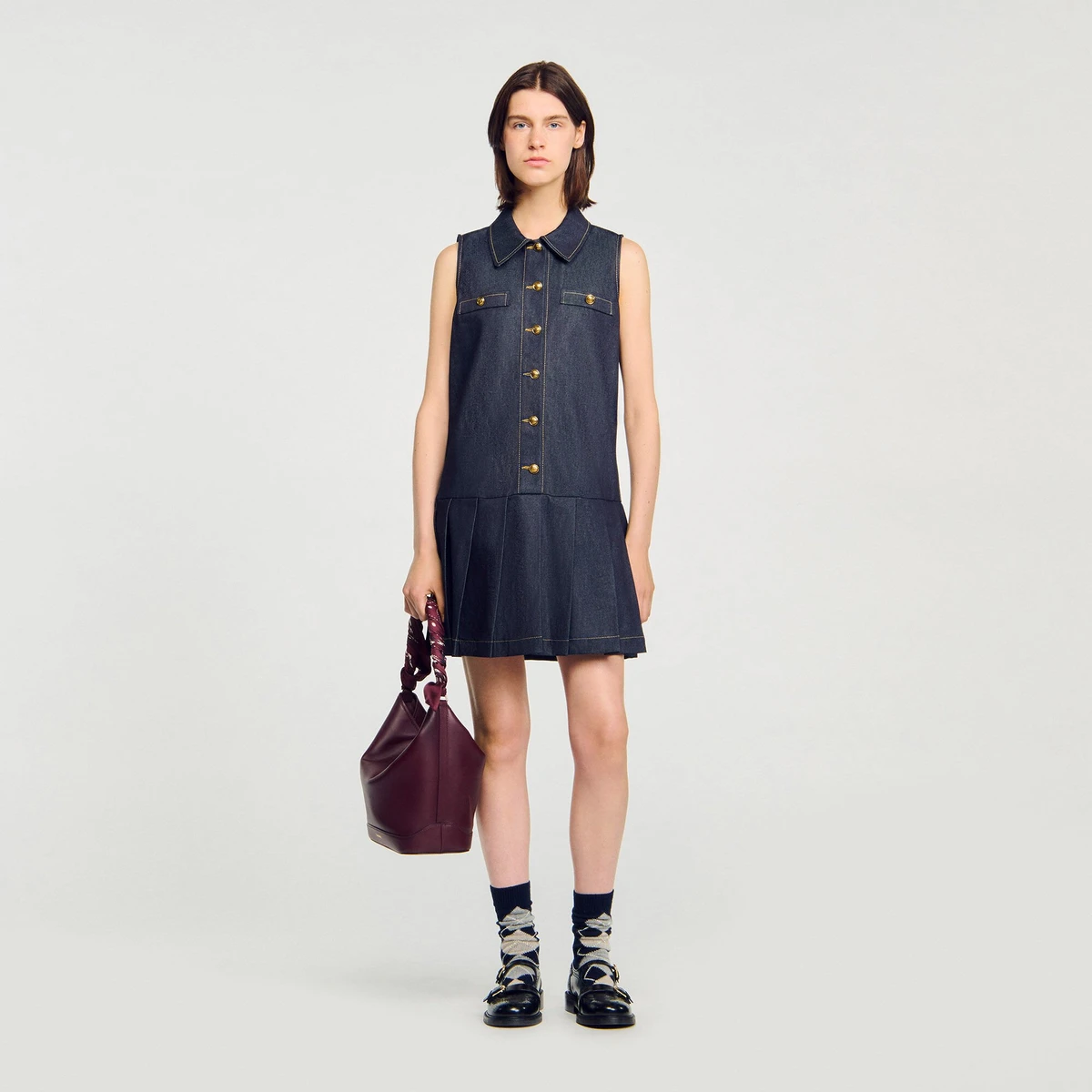 Robe courte en denim