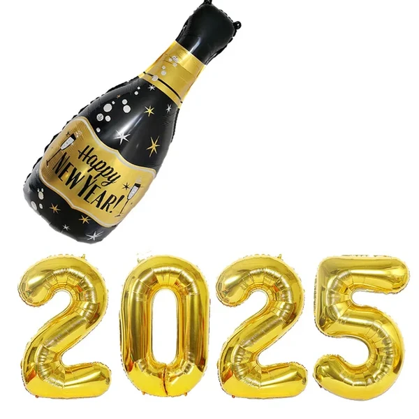 Ensemble de ballons numérotés en aluminium, bouteille de champagne, décorations de bonne année, accessoires photo, ballons numériques, 2025, 5 pièces, 2025 - AliExpress 15