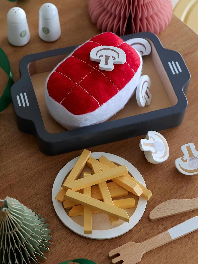 Rôti et accessoires en feutrine et bois FSC® rouge - Vertbaudet