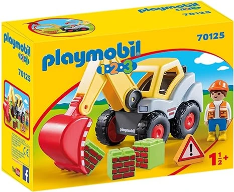 Playmobil 123 pelleteuse chargeur et ouvrier 6775 - Jeux & Jouets