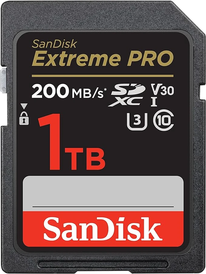 SanDisk Extreme PRO 1 To Carte SDXC, Carte SD V30, UHS-I, 4K UHD Videos, Vitesse de Transfert jusqu'à 200 Mo/s, RescuePRO Deluxe, Technologie SanDisk QuickFlow Class 10, U3
