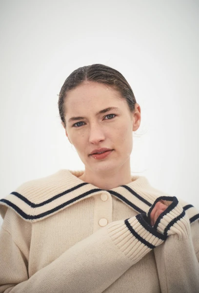 Pull col marin manches longues en laine