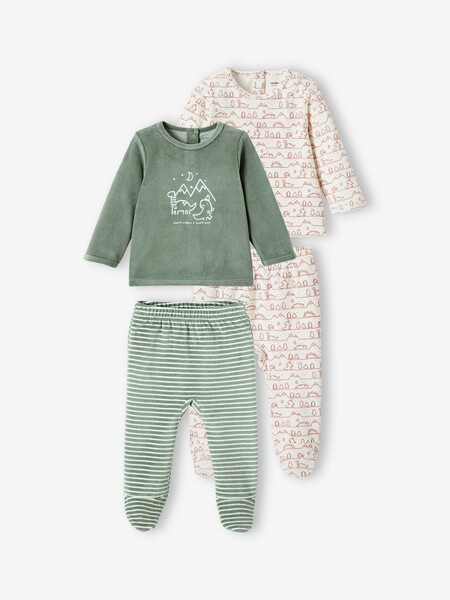 Lot de 2 pyjamas 18 mois  dinosaures en velours bébé garçon lot ivoire - Vertbaudet