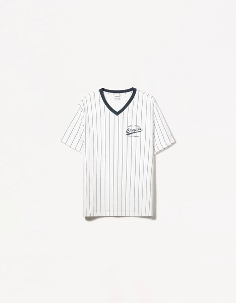 T-shirt manches courtes sport rayures imprimé