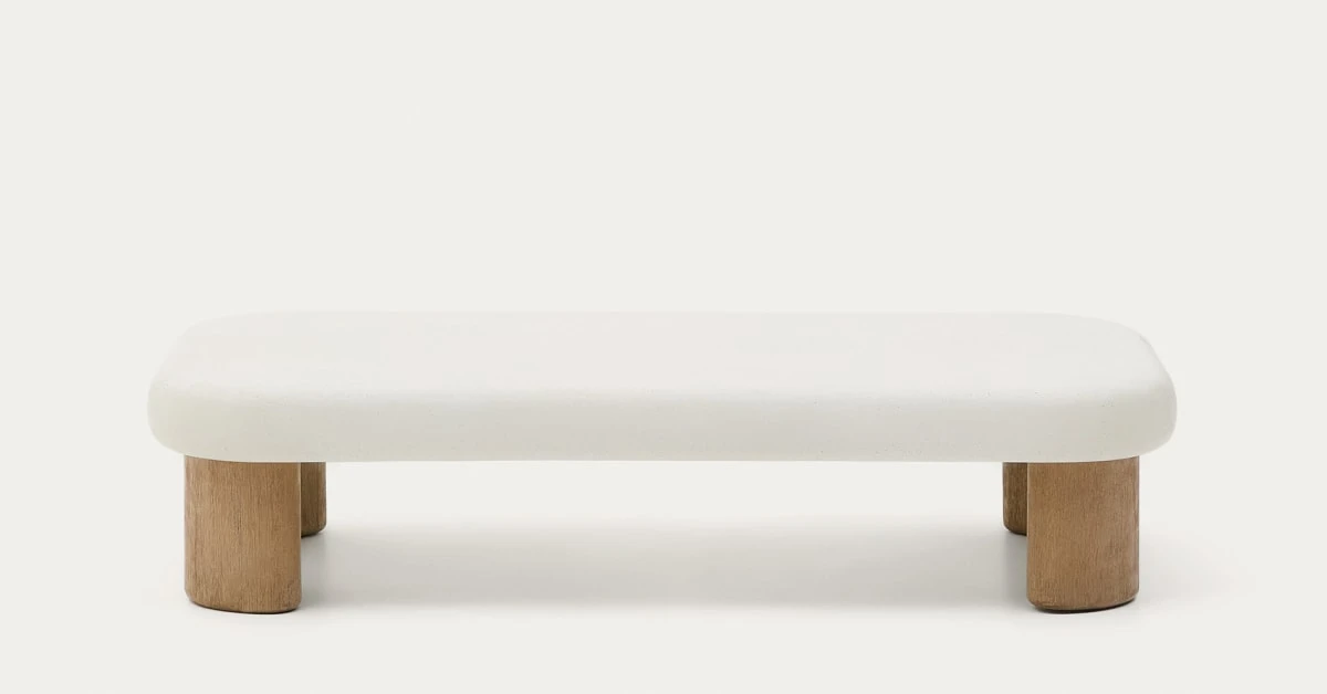 Table basse Labra en ciment et bois d’acacia 140 x 70 cm | Kave Home®