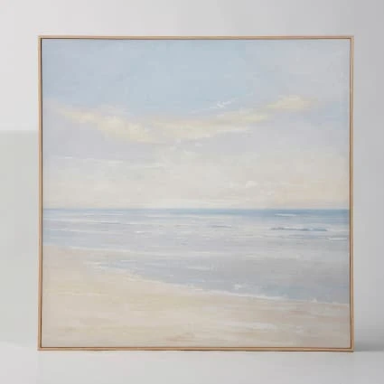 Toile peinte paysage blanc et bleu 100x100 Serena | Maisons du Monde