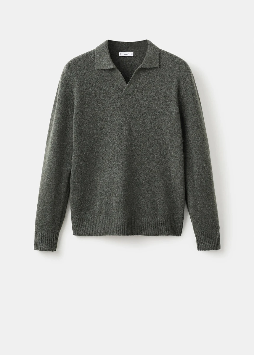 Pull-over polo maille laine mélangée