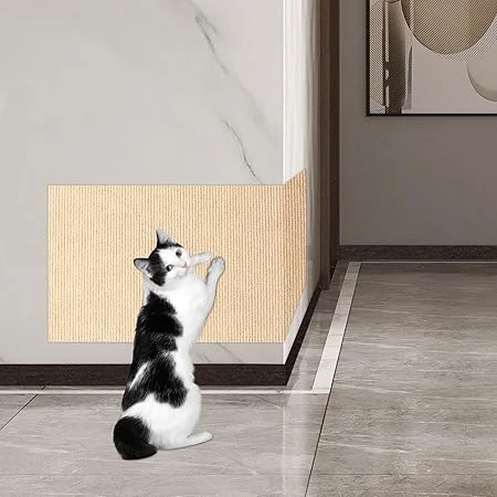 ENONCI Tapis griffoir pour chat avec autocollant, protecteurs anti-rayures pour meubles, réutilisable (beige, 40 x 60 cm)