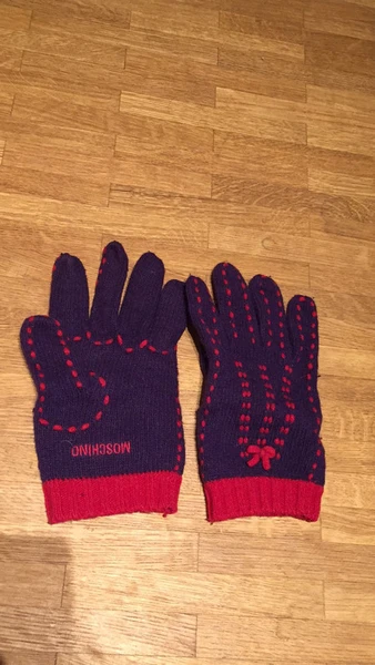 Lila/rote Wollhandschuhe von Moschino