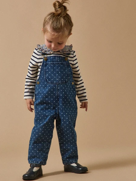 Salopette en denim imprimé Bébé