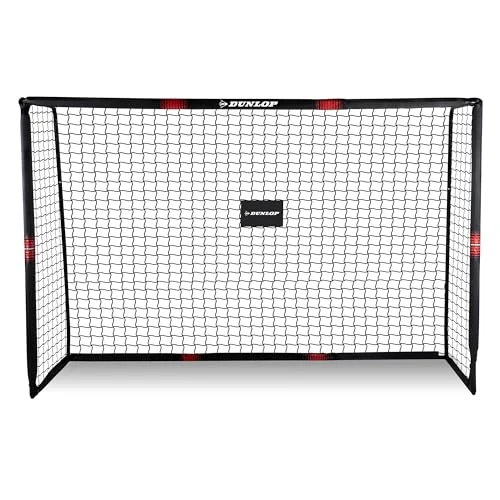 Dunlop Cage de Foot - But de Foot Enfant 240 x 160 x 85 cm - Kit Entrainement Football pour Enfants et Adultes - Cage Foot Exterieur et Interieur - Montage Rapide - Noir/Rouge