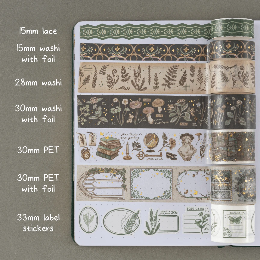 Tsuki ‘Whimsical Botanics’ Washi Tape Set ☾ – NotebookTherapy