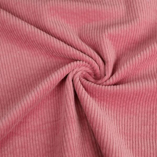 Tissu velours côtelé coton stretch uni - rose | Pour couture d'habits en velours de poids moyen