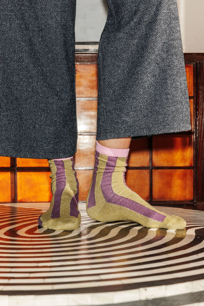 Chaussettes rayées paillettes