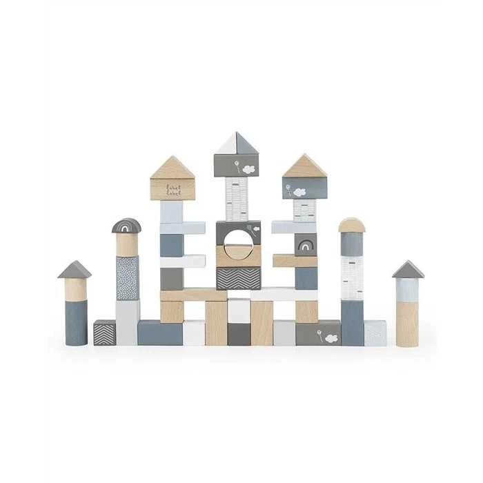 Set de 50 blocs en bois à empiler, bleu
