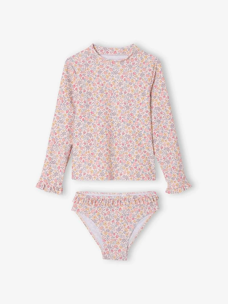 Maillot de bain fille 2 pièces rose pâle imprimé - Vertbaudet