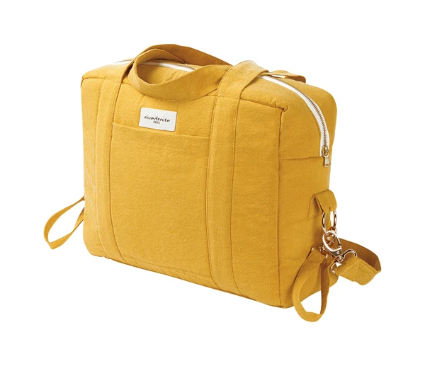 Sac à langer Darcy en coton recyclé Jaune moutarde