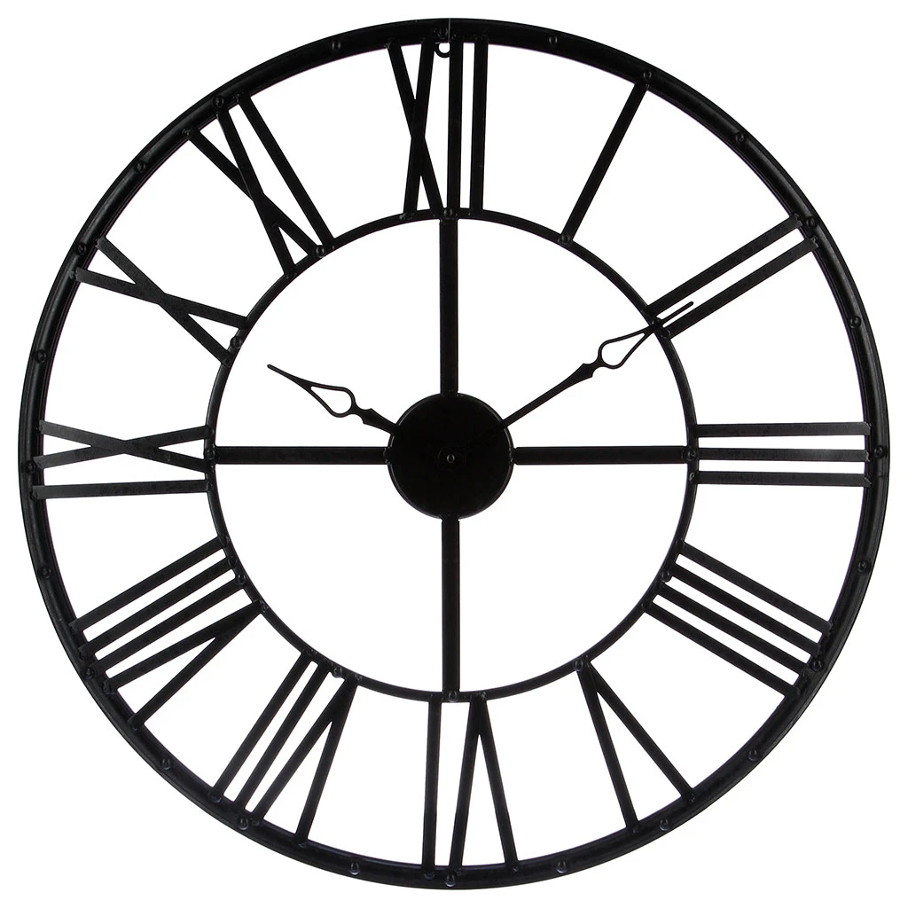 Horloge vintage métal noire D 70cm - Centrakor