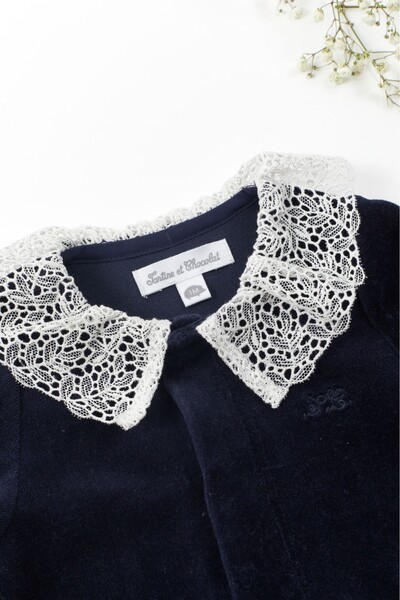 Pyjama - Marine col dentelle 6 mois