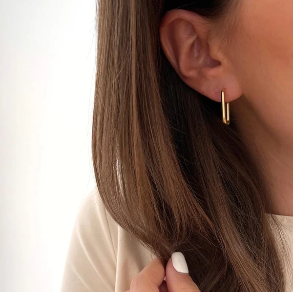 Créoles "Rejeane" acier - Boucles d'oreilles rectangulaires