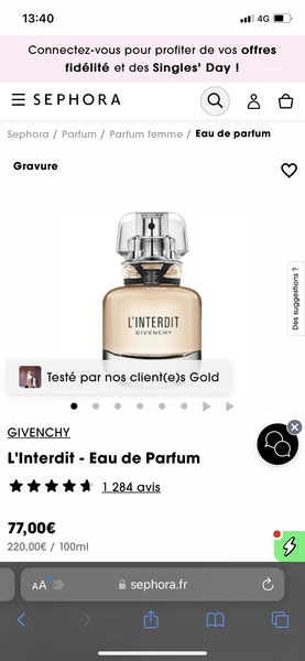 Givenchy  L’Interdit   Eau de parfum » achetez en ligne | Nocibé