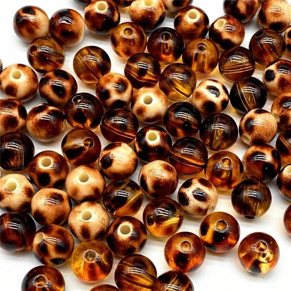 20 pièces Perles rondes en acrylique imprimé léopard de 12 mm pour la création de bijoux, chaîne de téléphone portable, bracelet mode DIY, collier, décoration d'accessoires | Mode en ligne | SHEIN FRANCE