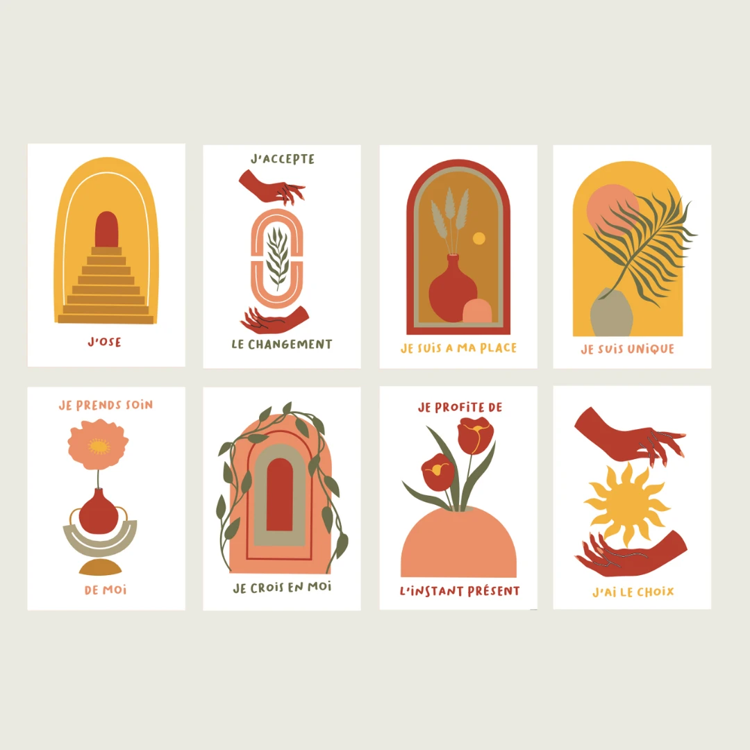 Cartes à peindre par numéros - Self love | 8 cartes