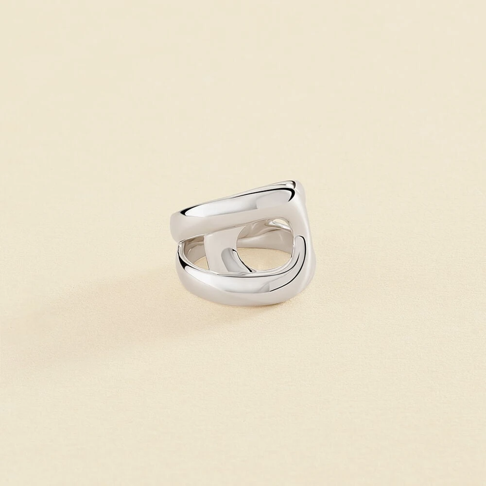 Bague large CURVE - Argenté - Taille 54