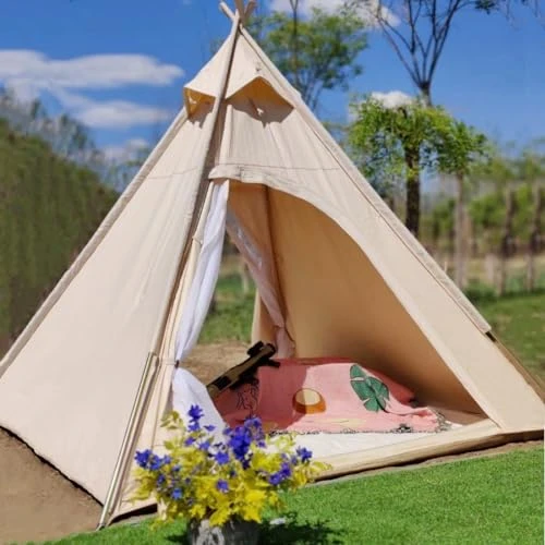Tente tipi en toile de 2 m pour adultes - Pour 2 à 3 personnes