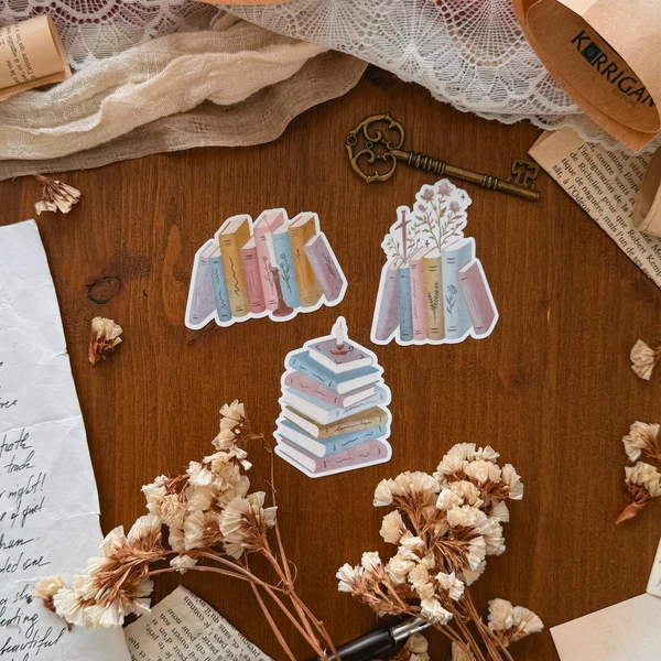 Lot de 3 grands stickers Lectures Printanières - Livres