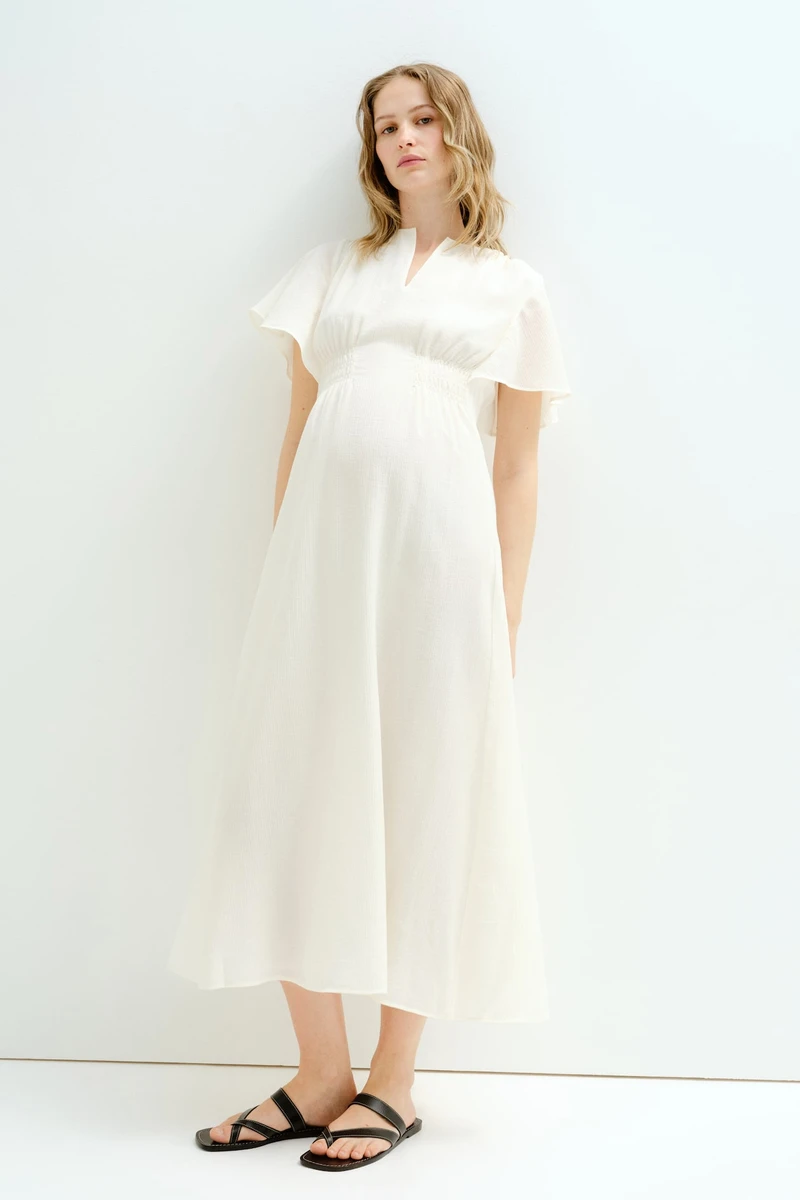 MAMA Robe longue à effet froissé - Crème - FEMME | H&M FR