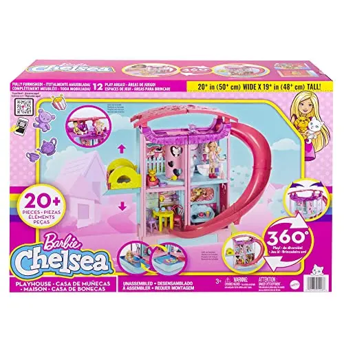 Barbie Doll House | Chelsea Playhouse with 2 Pets, Furniture and Accessories | Elevator, Pool, Slide, Ball Pit and More | Kids Toys and Gifts​​​​