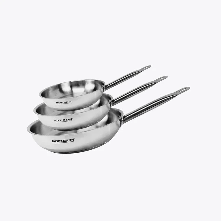 Lot de 3 Poêles en Inox Eterna