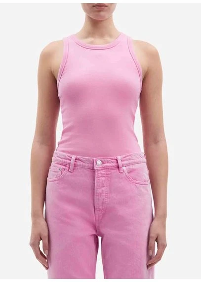 Débardeur côtelé en coton bio | Rose