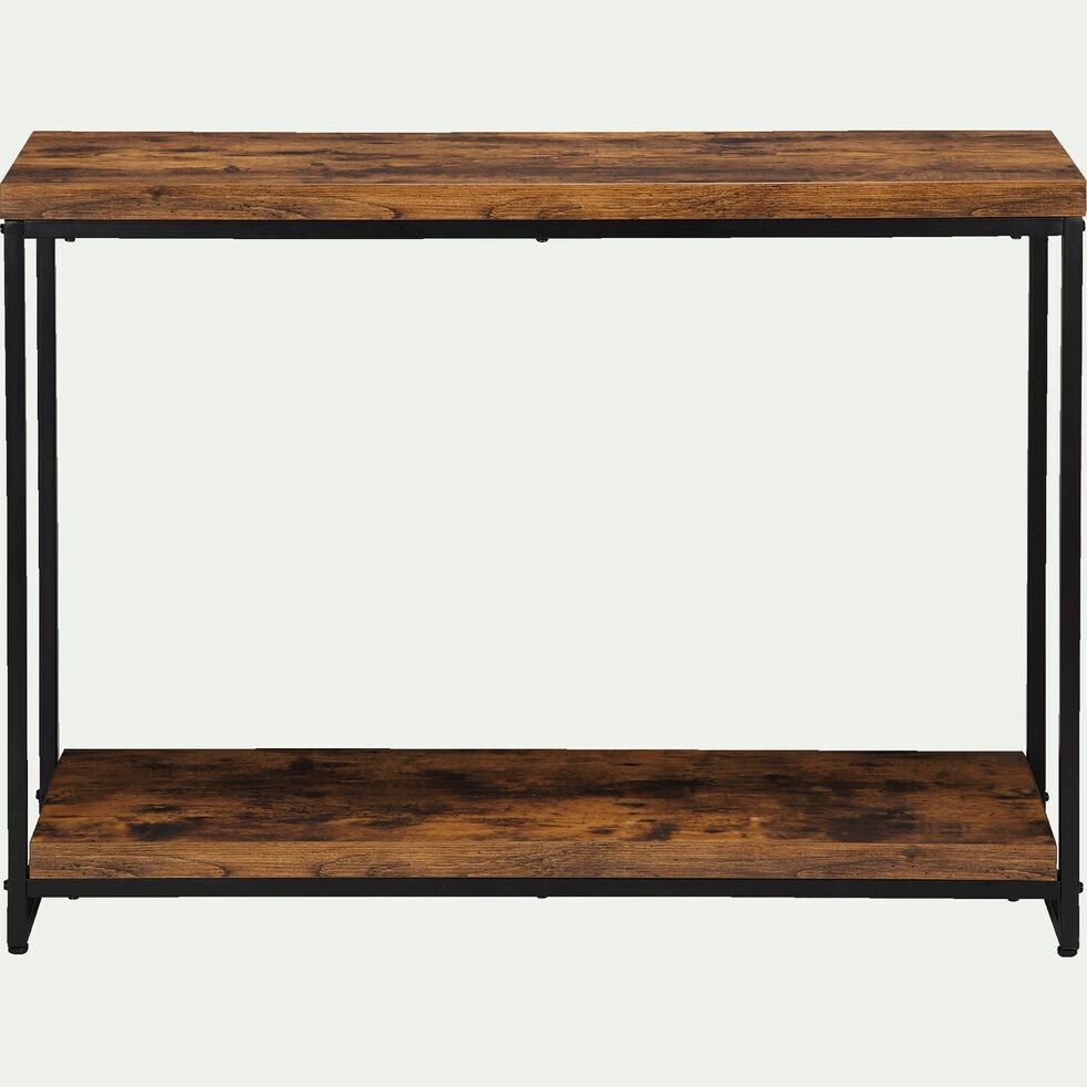 Console effet bois et acier - marron 110x79,5x35cm