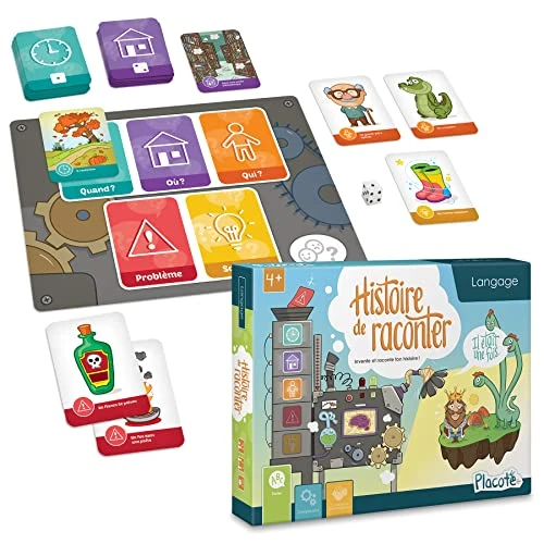 Placote – Histoire de raconter – Jeu éducatif – Jeu d’apprentissage pour le développement du langage – Jeu de cartes pour les enfants de 4 ans à 8 ans, Bleu, Vert, et Jaune