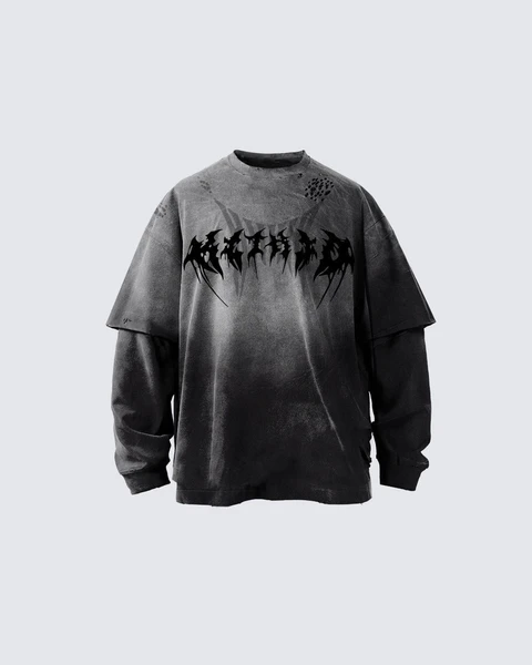 T-shirt oversize KIIKIO à logo gothique vieilli