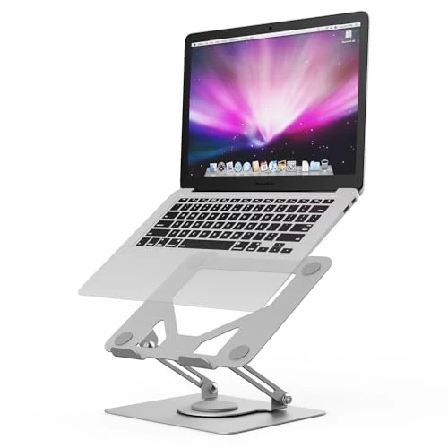 GRIFEMA Support Ordinateur Portable, Support PC Portable Rotatif à 360°, Réglable en Hauteur, Pliable Laptop Stand Compatible avec MacBook Air/Pro, Dell, HP (11-17") GB1050-1 - Argenté