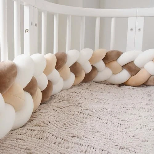 HRTS Tresse De Décoration - Tour De Lit Bebe Tresse 4 Brins Longueur De Largeur Fait A La Main,Lit de bébé tressé - Serpent - Lit de bébé tressé - Doux et Confortable,B3,1.5M