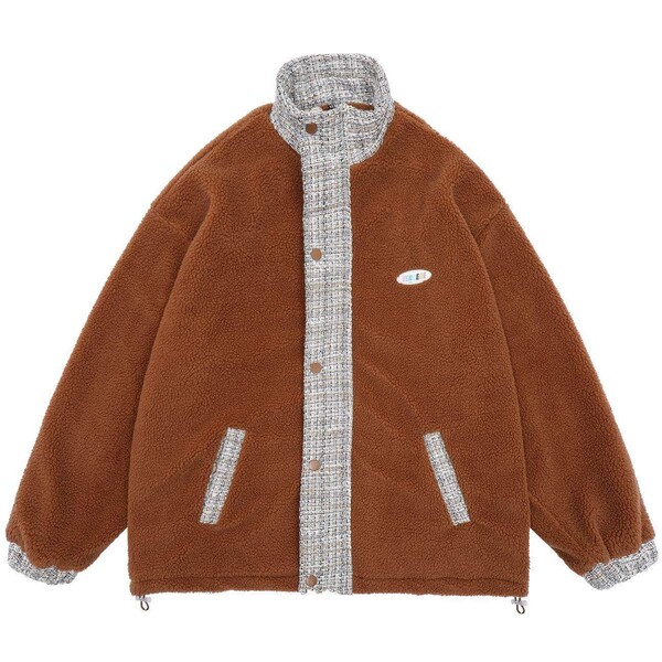 Aelfric Eden Stitching Letter Embroidery Sherpa Winter Coat
