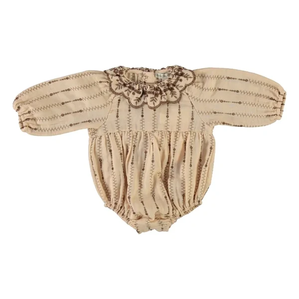 Barboteuse Amelia Col Brodé | Beige rosé