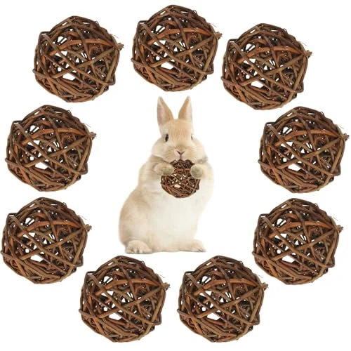 GUOYOU 9 Pièces Jouets a Mâcher pour Lapin Nain,Jouets pour Petits Animaux Jouet Lapin Accessoires Jouets de Hamster Jouets de Cochon d'Inde pour Le Soin des Dents Chinchilla Hamsters Rat