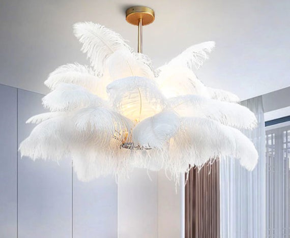 CFWSHJ Lampe Plumes D'autruche Pour Le Salon Lampadaire En
