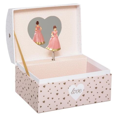 Boîte à Bijoux Musicale "Princesse" 15cm Rose