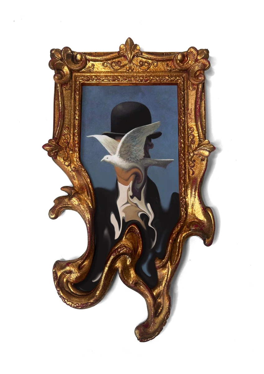 Cadre fondu Liquid Magritte – L’Homme au chapeau melon | Surréalisme