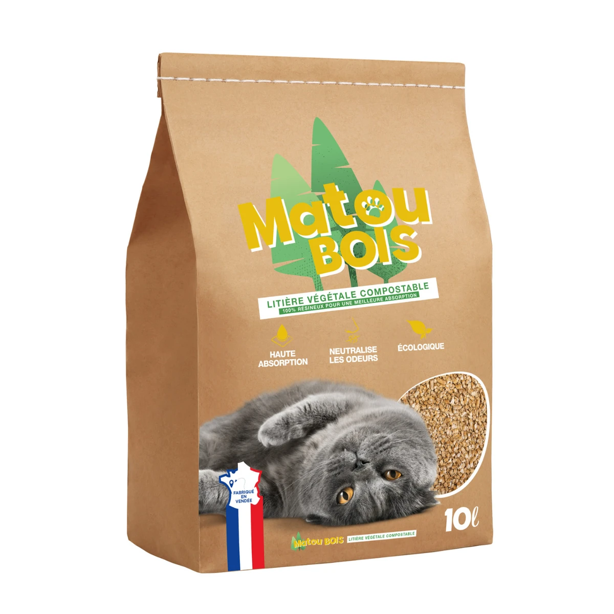 Matou BOIS Litière végétale compostable - 10 L