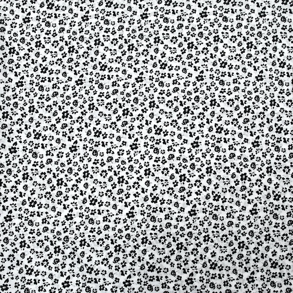 Voile de viscose imprimé champêtre noir fond blanc