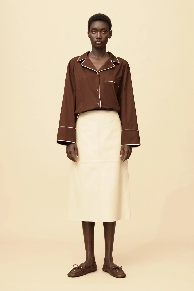 Chemise en coton avec col cubain - Marron - FEMME | H&M FR