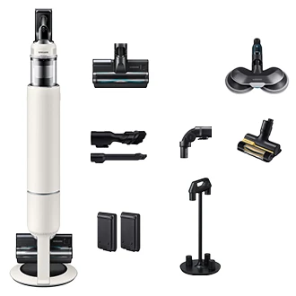 Bespoke AI Jet Lite Pro Extra Aspirateur balai 3 brosses 2 batteries 120 min Clean Station Blanc 280 AW