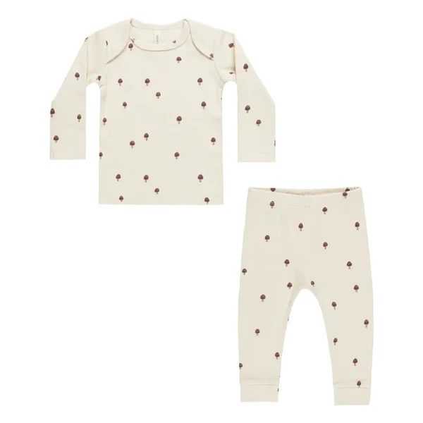 Legging et T-Shirt Côtelé Champignons | Ecru